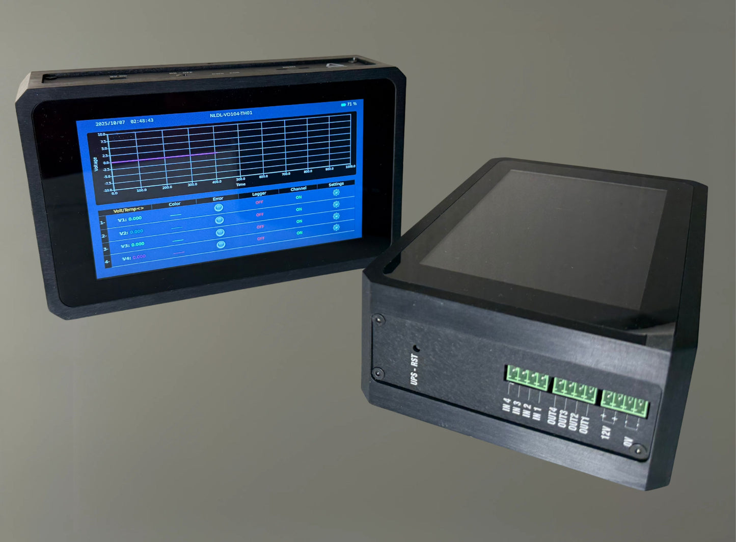 4-Channel Voltage Logger with Integrated Temperature & Humidity Sensor